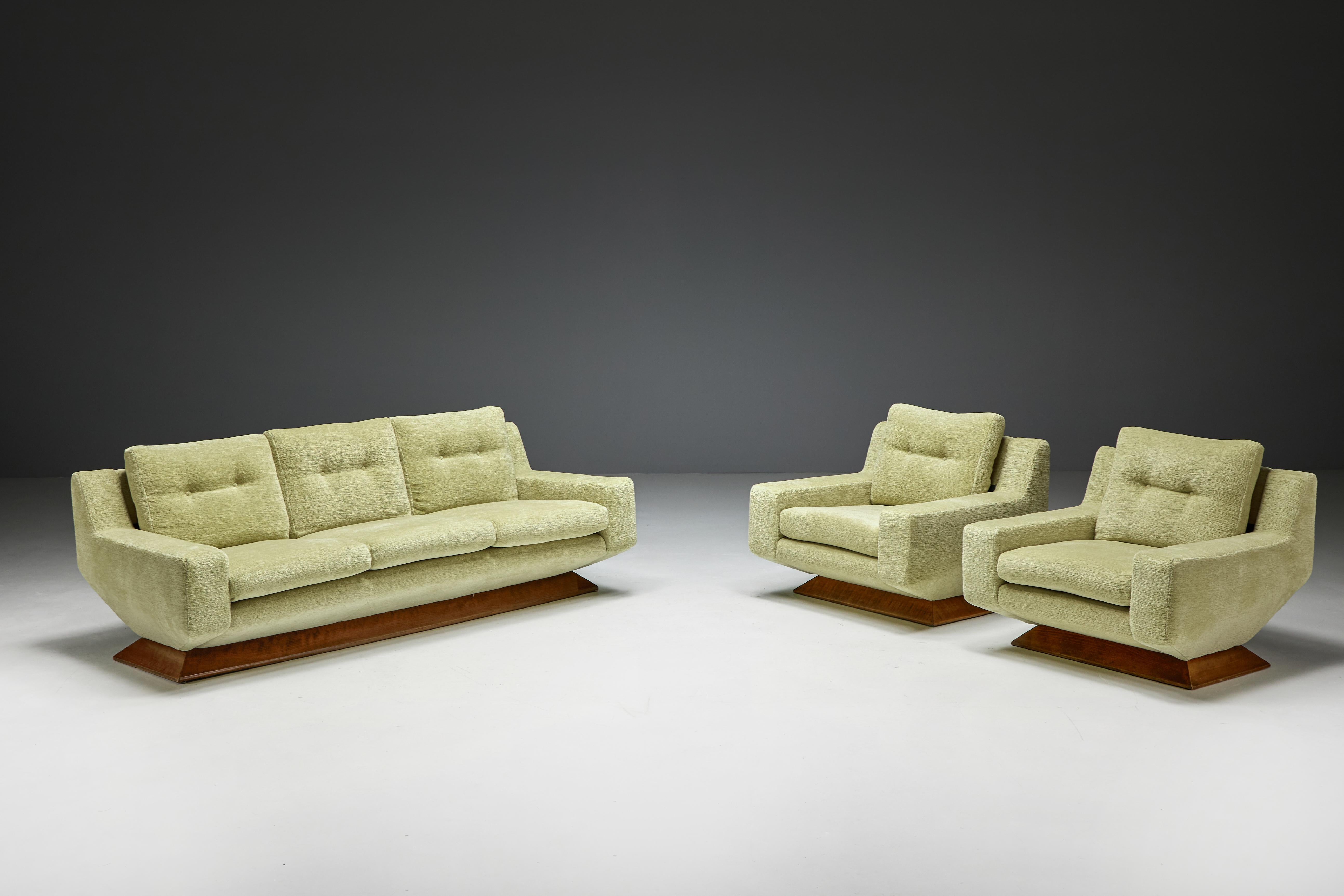 Mid-Century Sofa in Pierre Frey Chenille, Italy, 1960s For Sale 3