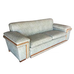 Midcentury Sofa in the Milo Baughman Style with Walnut Trim