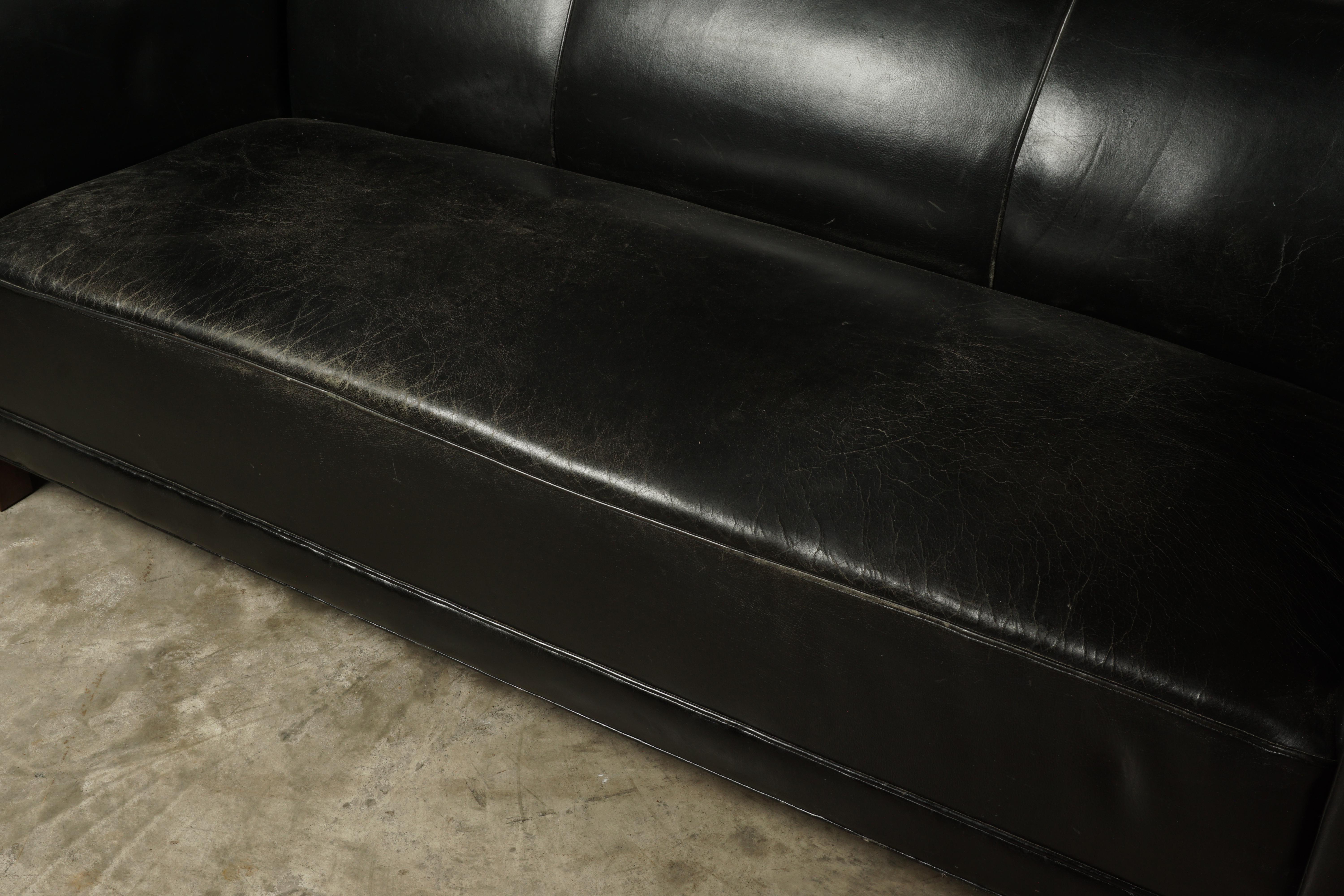 Vintage Leather Sofa Manufactured by Fritz Hansen, Denmark, circa 1960 In Good Condition In Nashville, TN