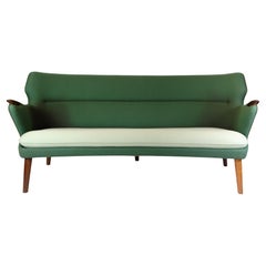 Mid-Century Sofa Model 220 With Legs In Rosewood & Green Fabric By Kurt Olsen