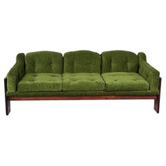 Mid-Century Sofa Oriolo by Claudio Salocchi for Sormani Wood and Green Fabric