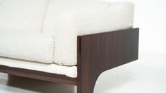 Mid-Century Sofa Oriolo by Claudio Salocchi for Sormani Wood and White Fabric