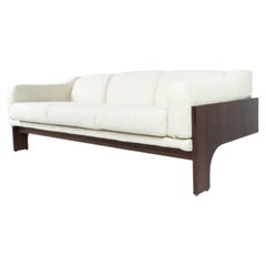 Mid-Century Sofa Oriolo by Claudio Salocchi for Sormani Wood and White Fabric