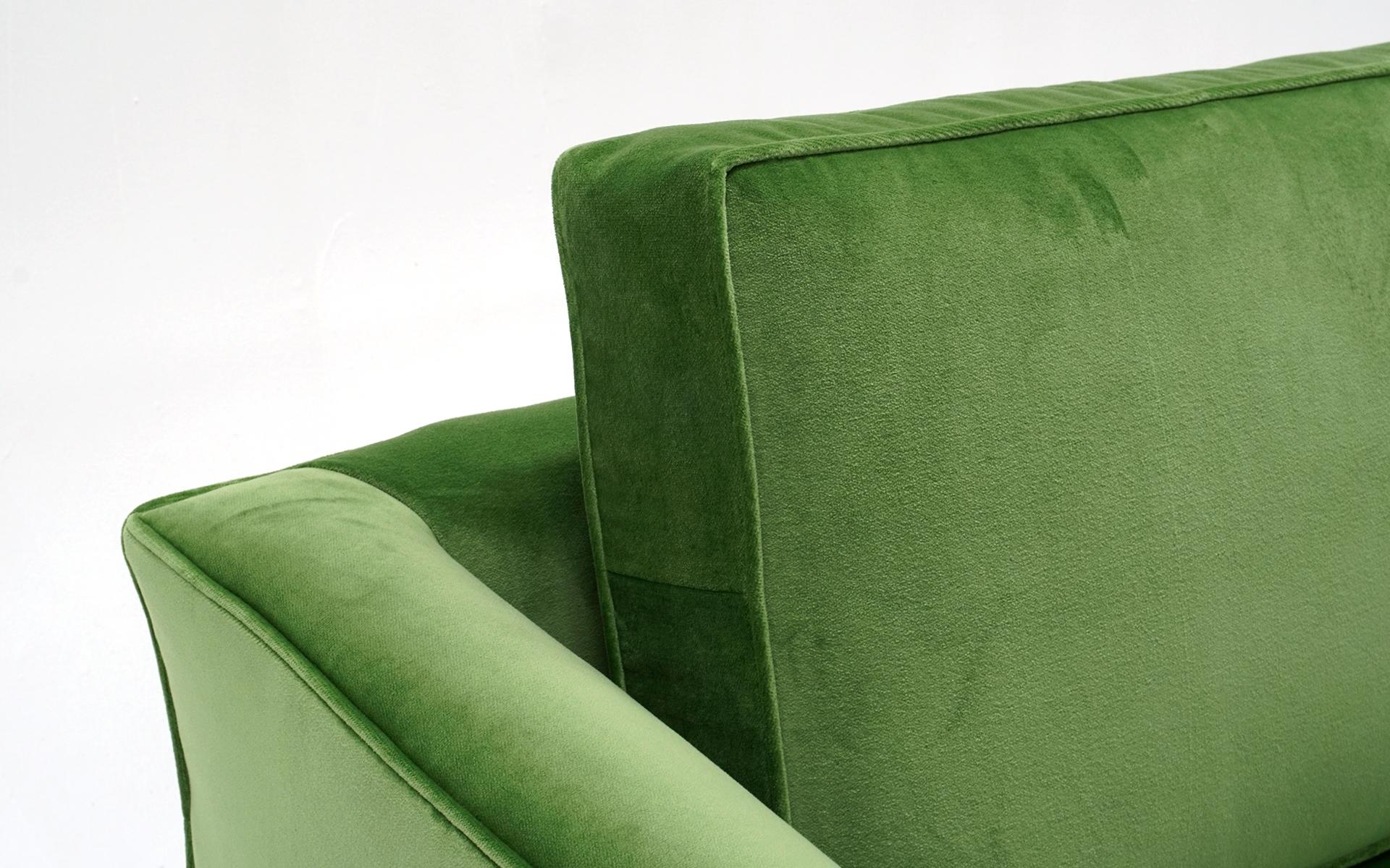 Mid-Century Modern Mid Century Sofa Restored and Reupholstered in High Quality Green Velvet