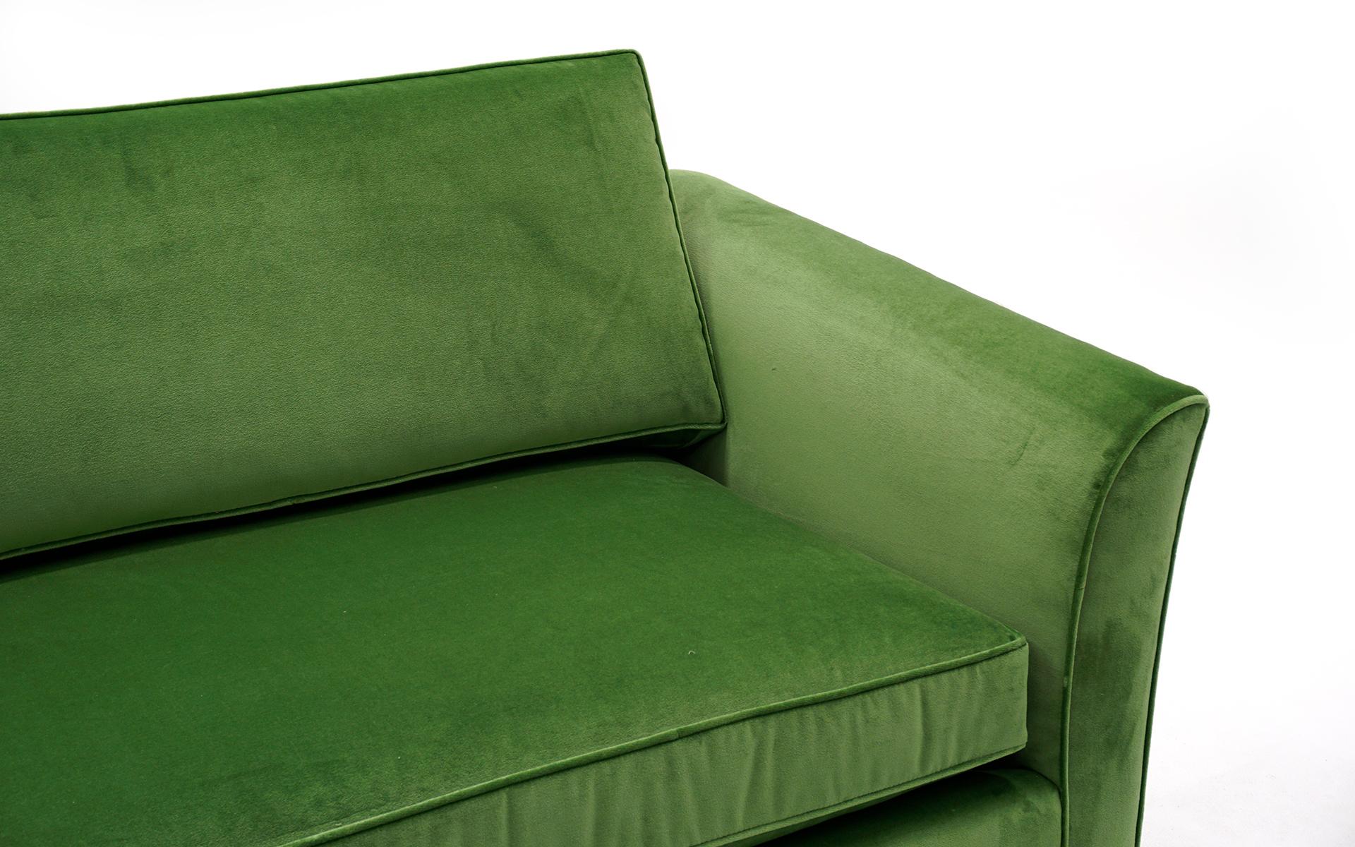 American Mid Century Sofa Restored and Reupholstered in High Quality Green Velvet