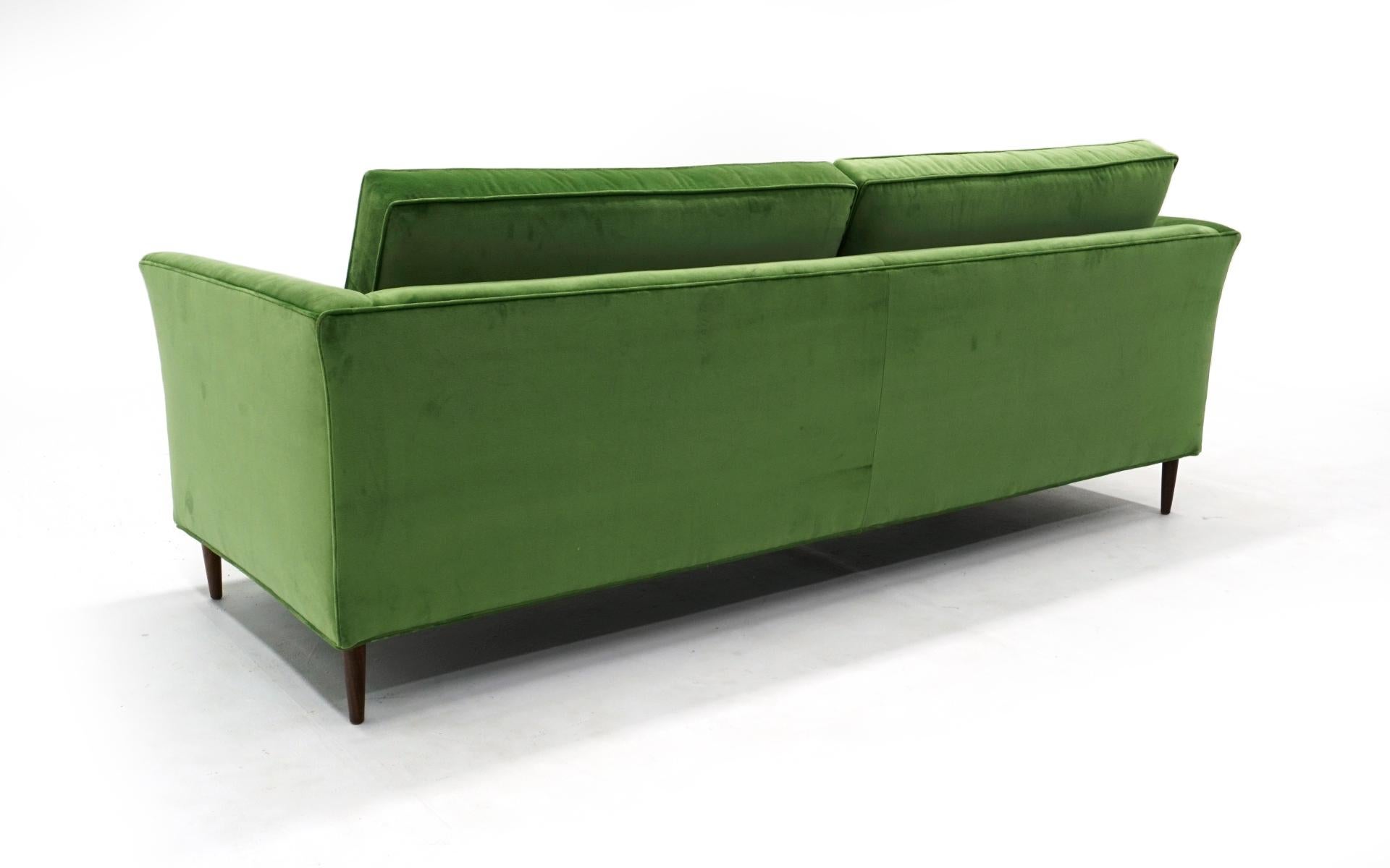 Mid-20th Century Mid Century Sofa Restored and Reupholstered in High Quality Green Velvet