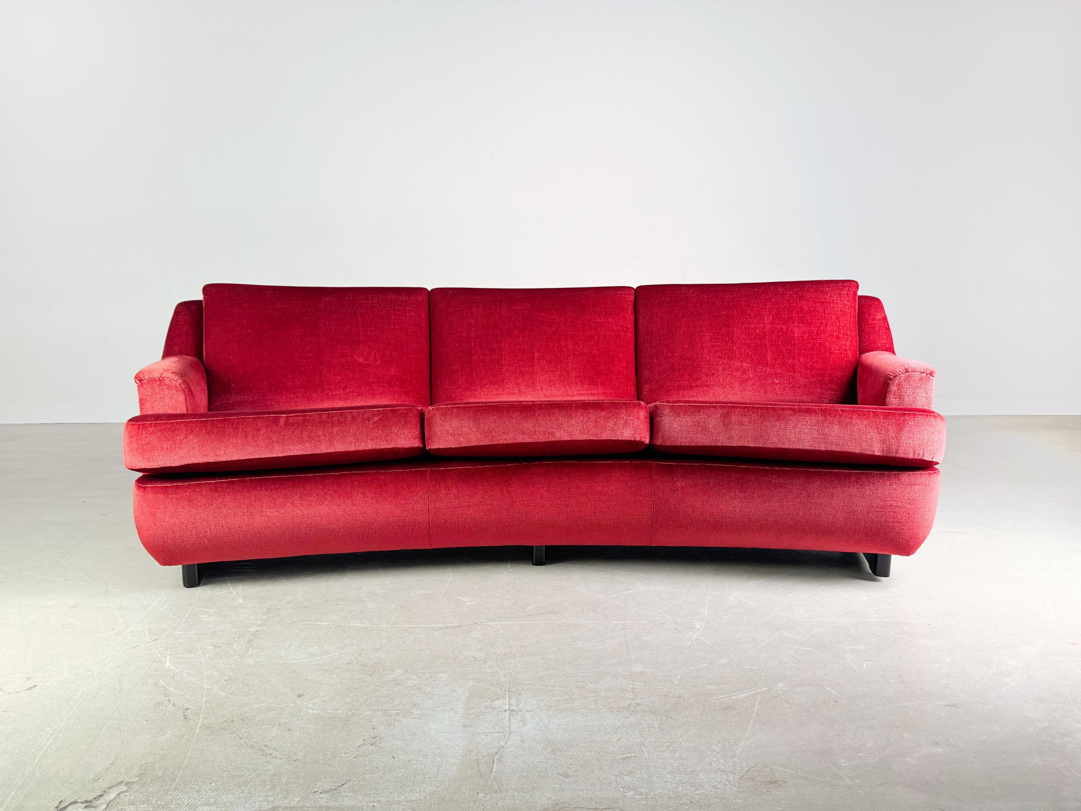 Mid-20th Century Mid Century Sofa Vintage Couch 1960er rot retro samt For Sale