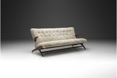 Mid-Century Sofa with Sheepskin Upholstery, Denmark 1950s