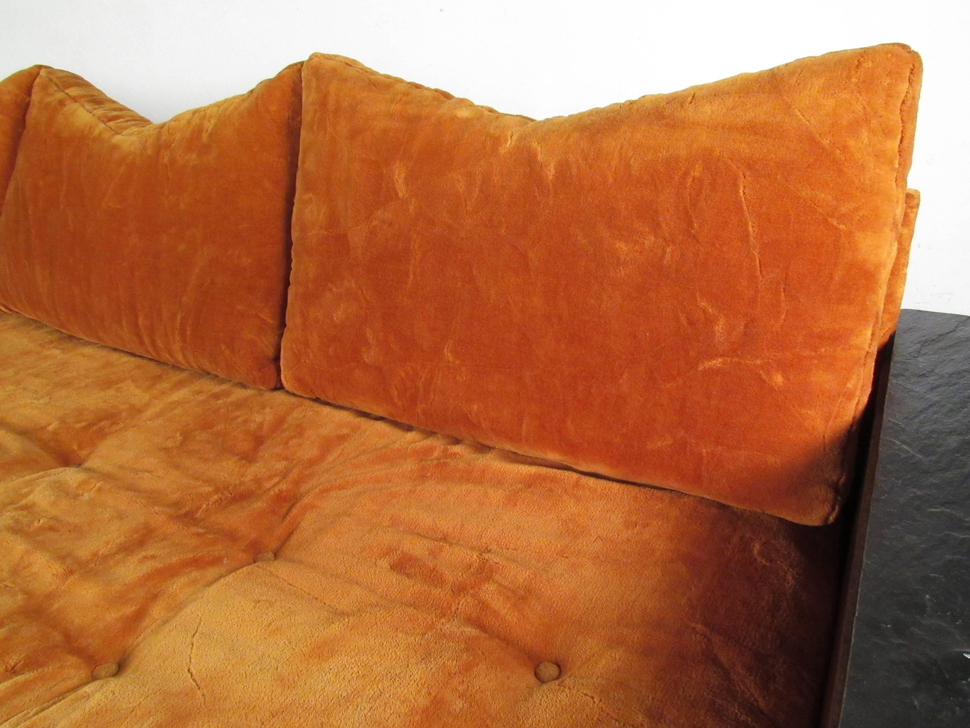 Mid-Century Sofa with Slate Top End Tables after Adrian Pearsall 2