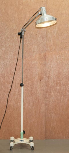 Midcentury Sol-Tan Industrial Articulated Floor Lamp and Original Heating Bulb