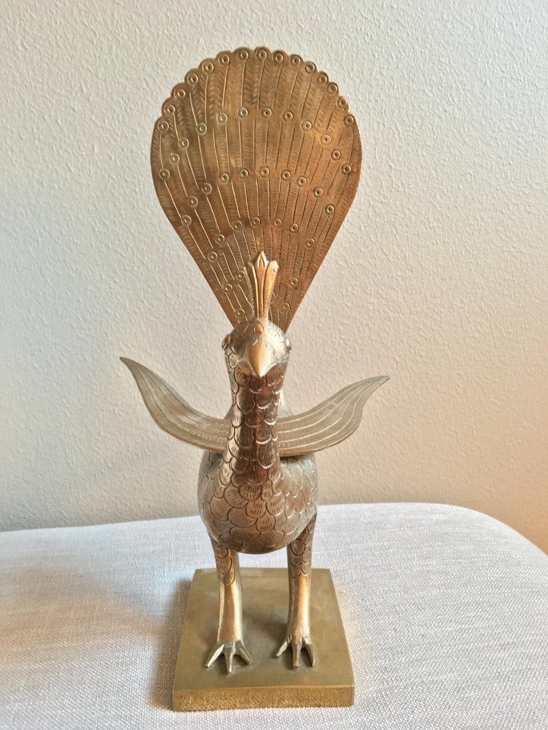 Mid-Century Sold Brass Peacock For Sale at 1stDibs