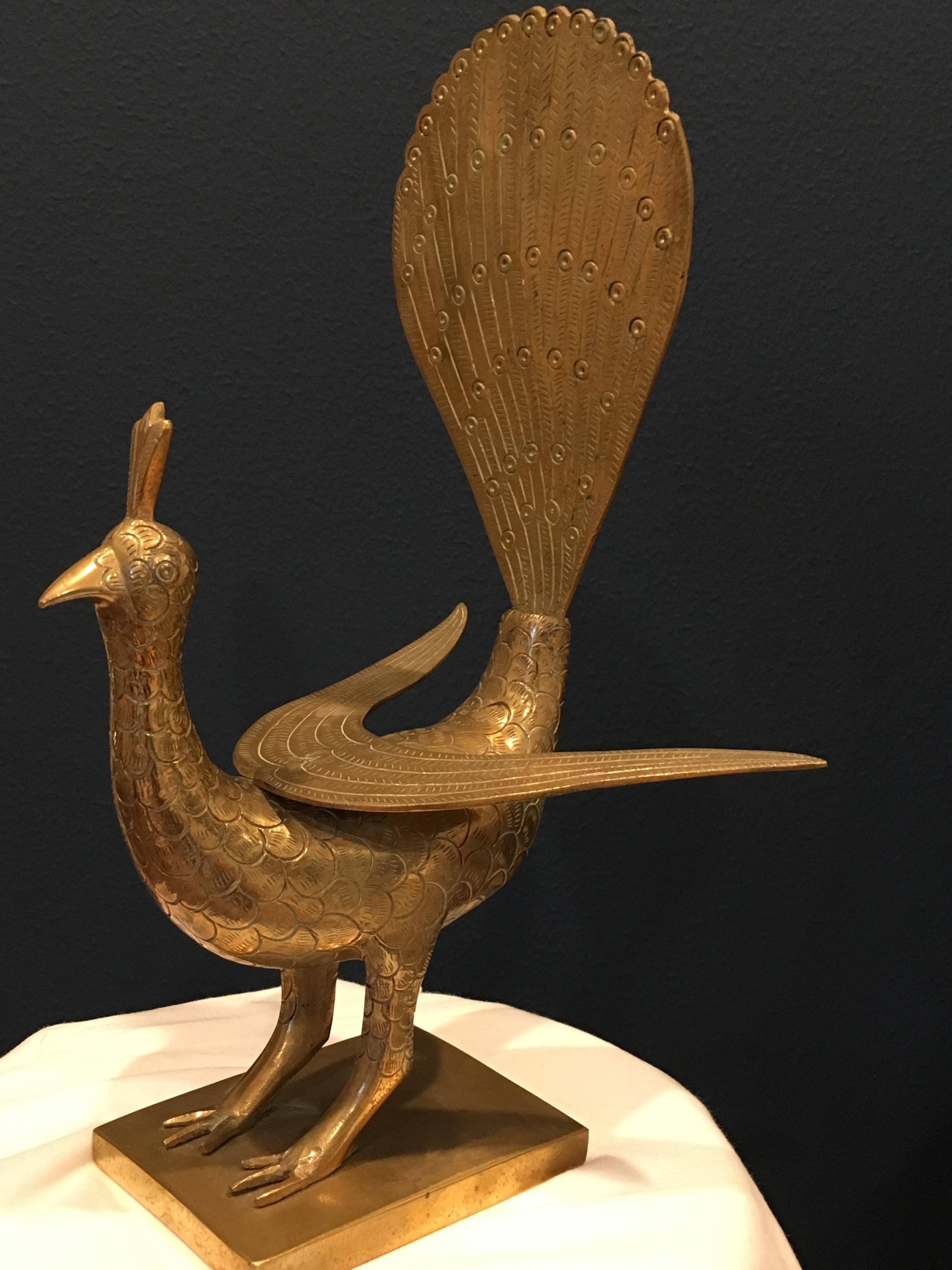 20th Century Mid-Century Sold Brass Peacock