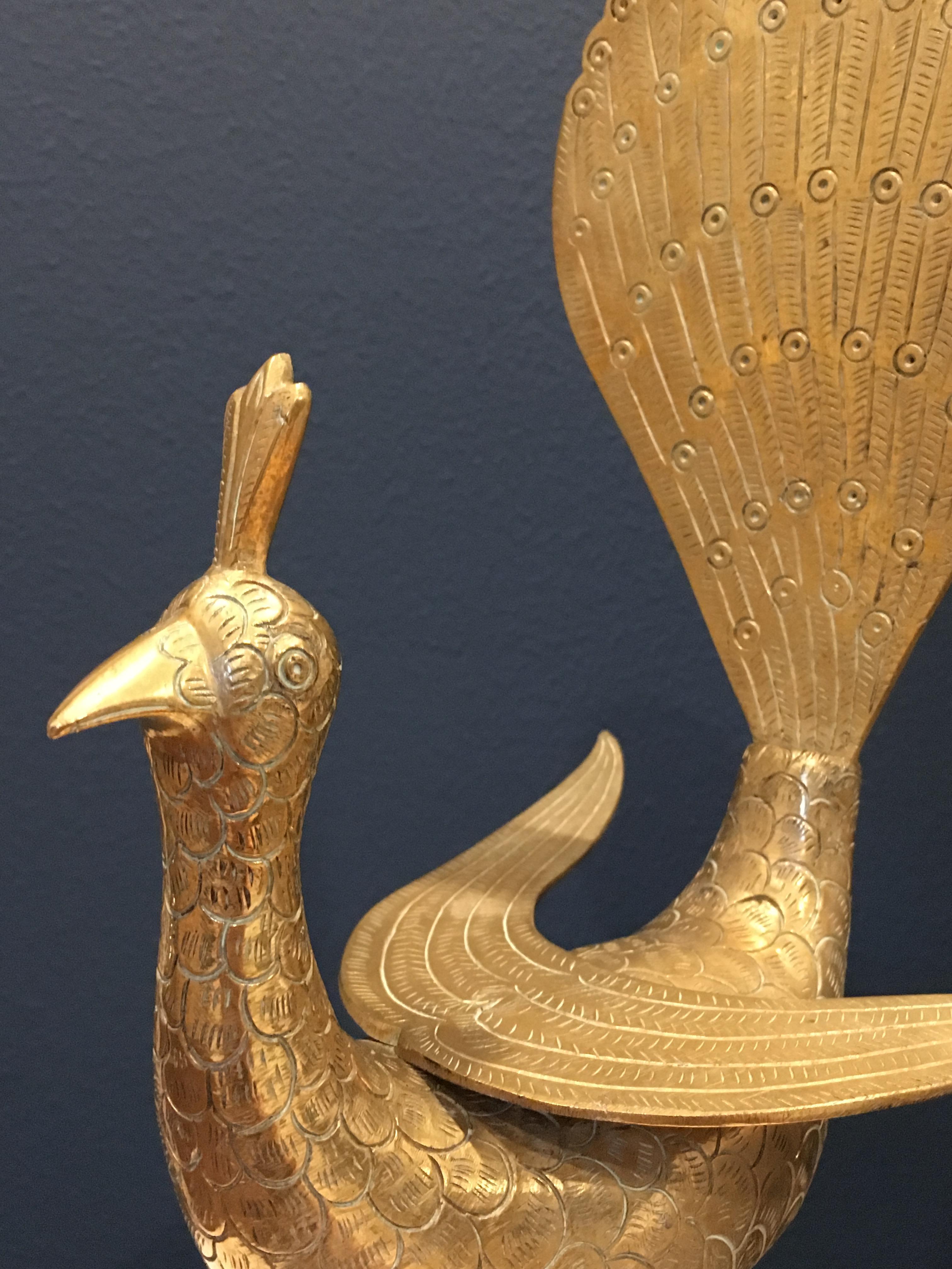 Mid-Century Sold Brass Peacock 2