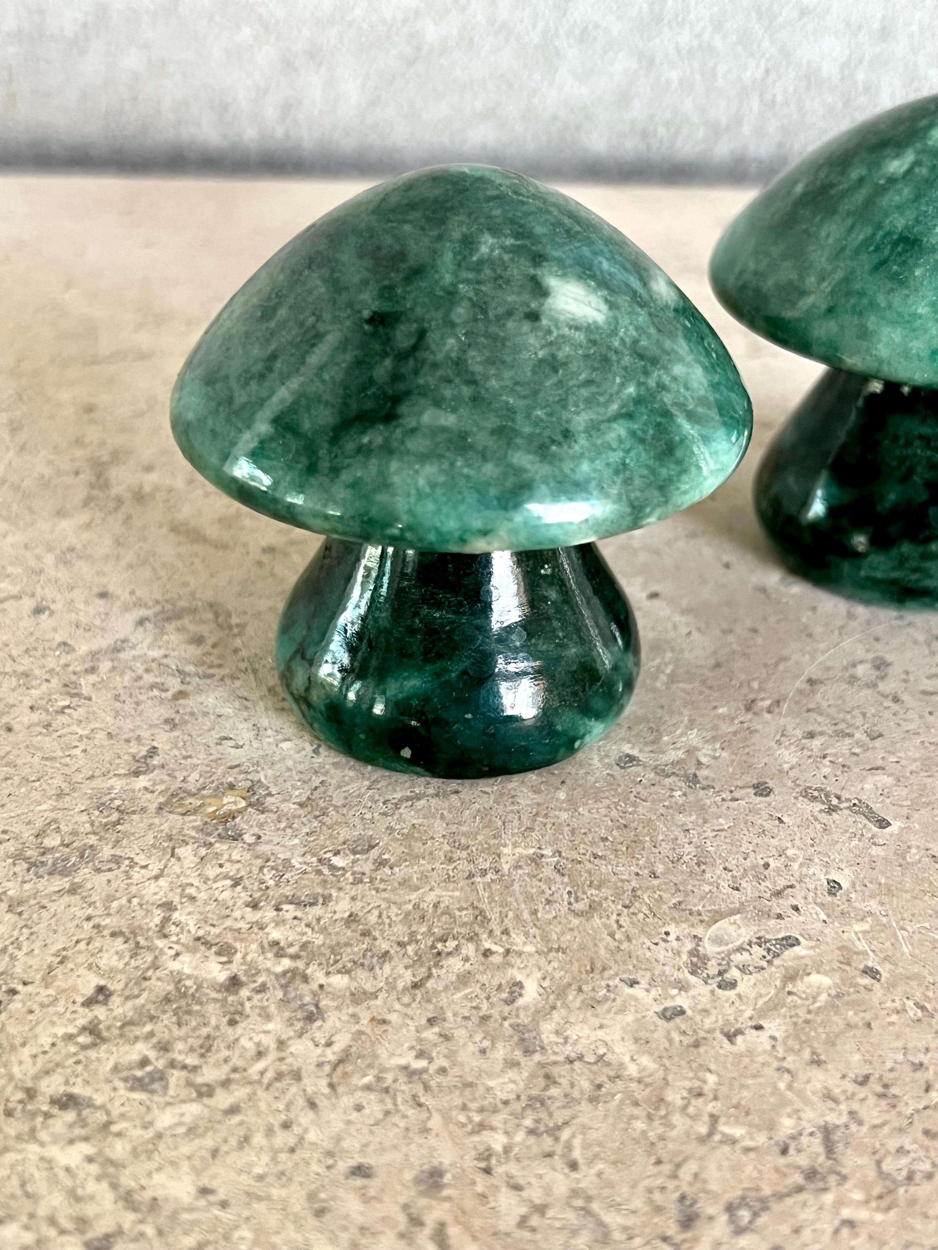 Mid-Century Solid Alabaster Marble Mushrooms Made in Italy, a Pair 2