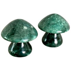 Mid-Century Solid Alabaster Marble Mushrooms Made in Italy, a Pair