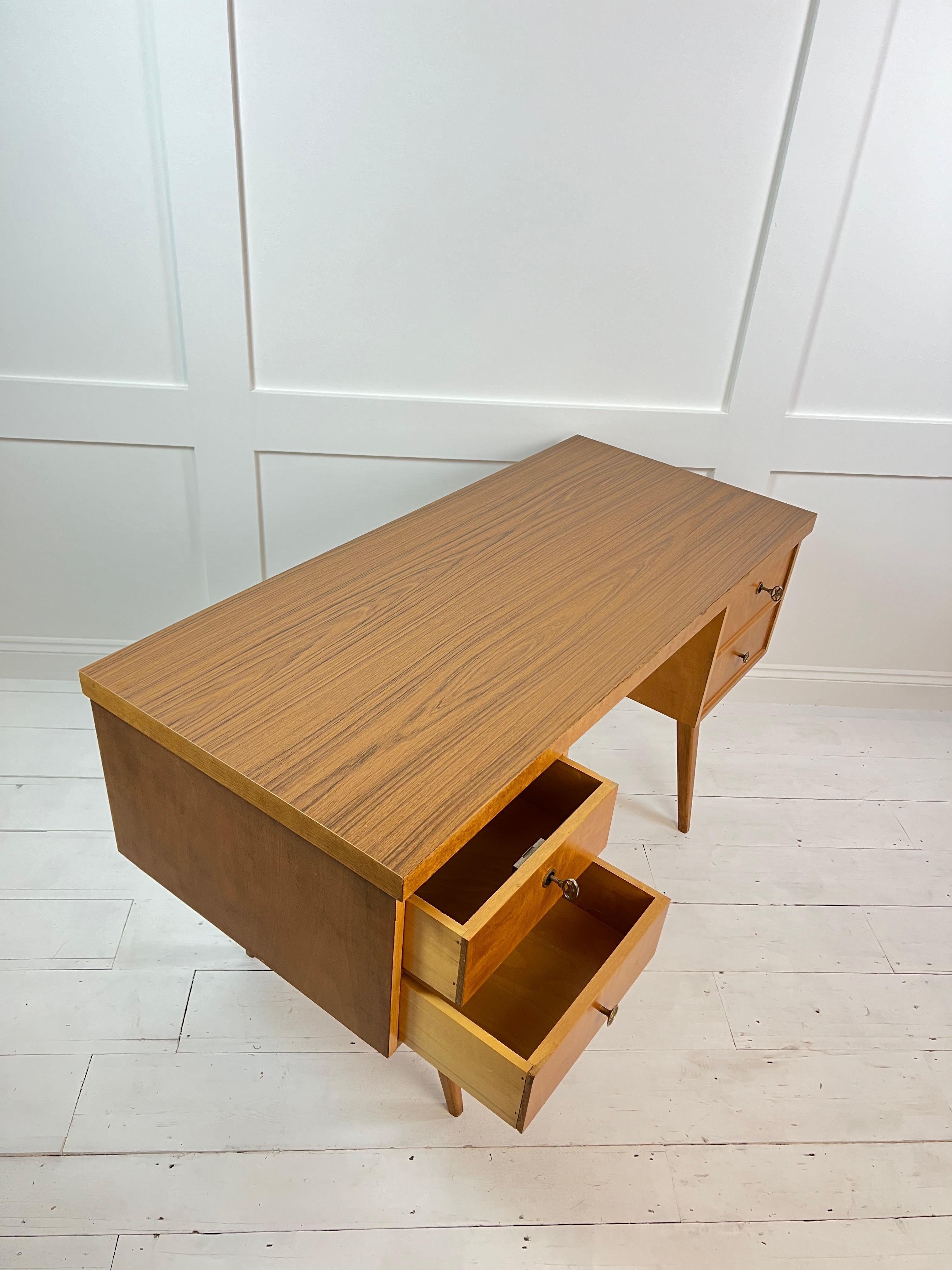 Mid-Century Solid Beech & Veneer Desk & Chair Set, Germany c.1960's For Sale 6