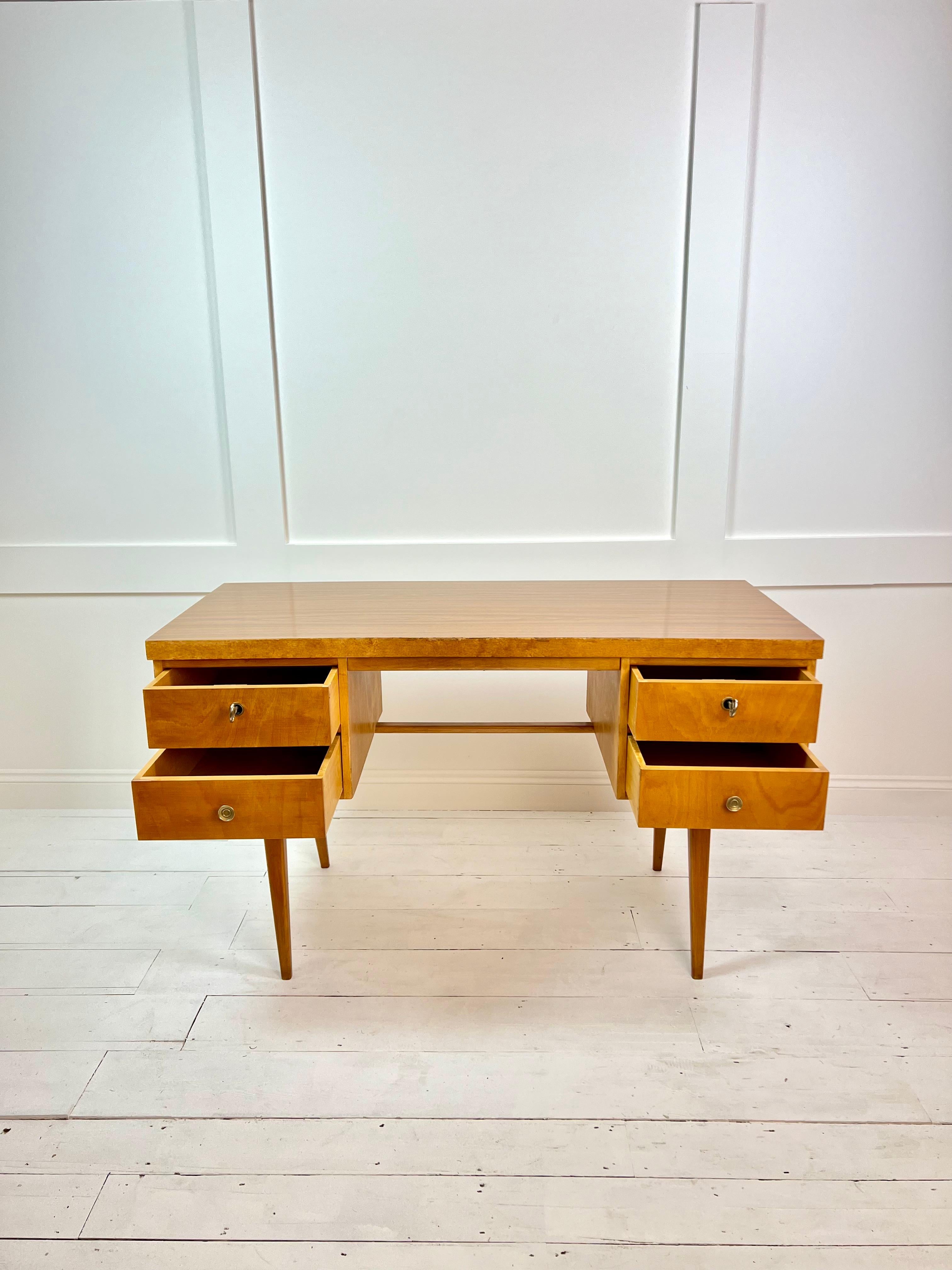 Mid-Century Modern Mid-Century Solid Beech & Veneer Desk & Chair Set, Germany c.1960's For Sale