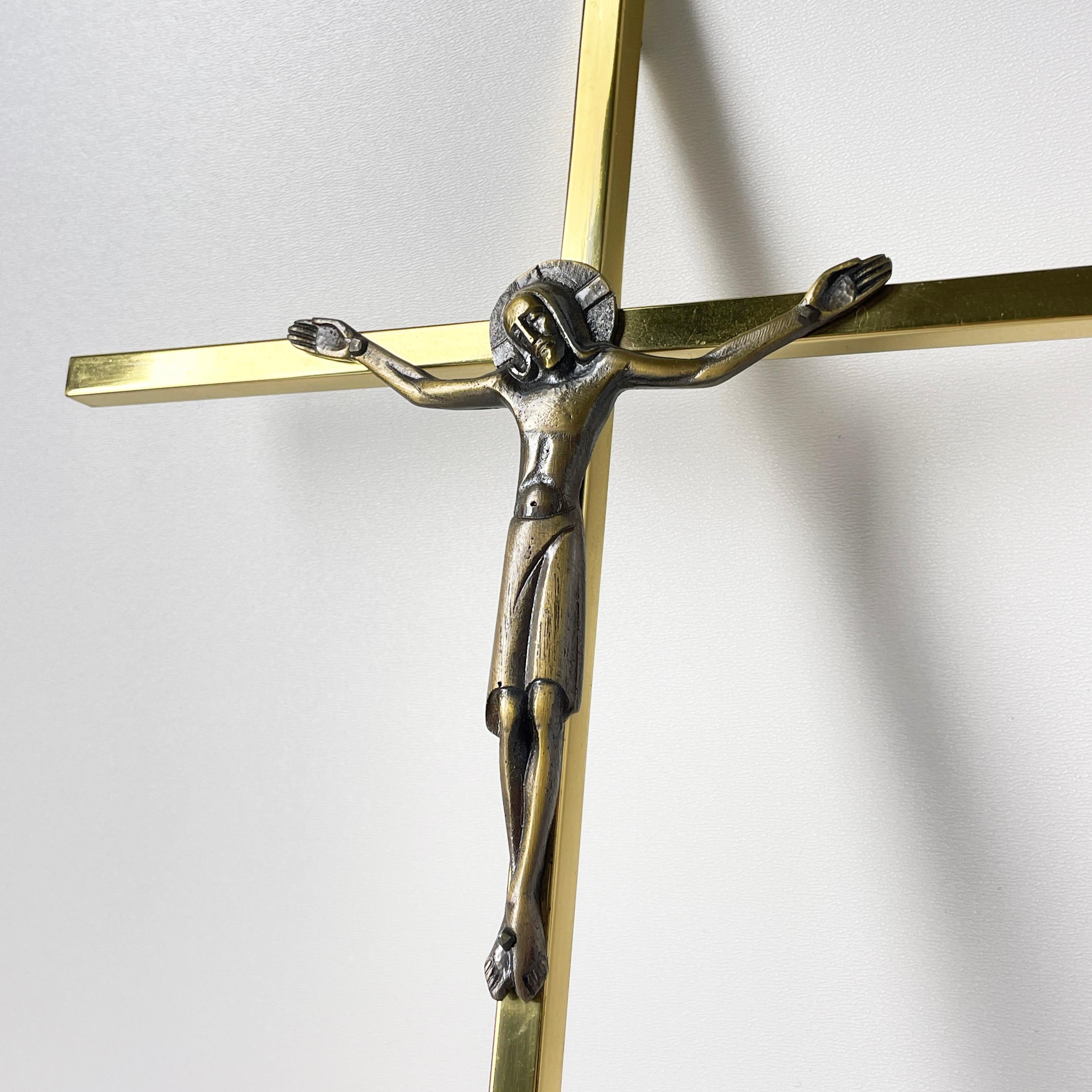 Swiss Mid Century Solid Brass Crucifix by Willy Buck, Switzerland For Sale