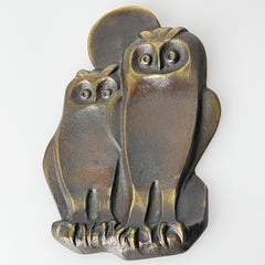 Mid Century solid brass 'Pair of Owls' Wall Decoration