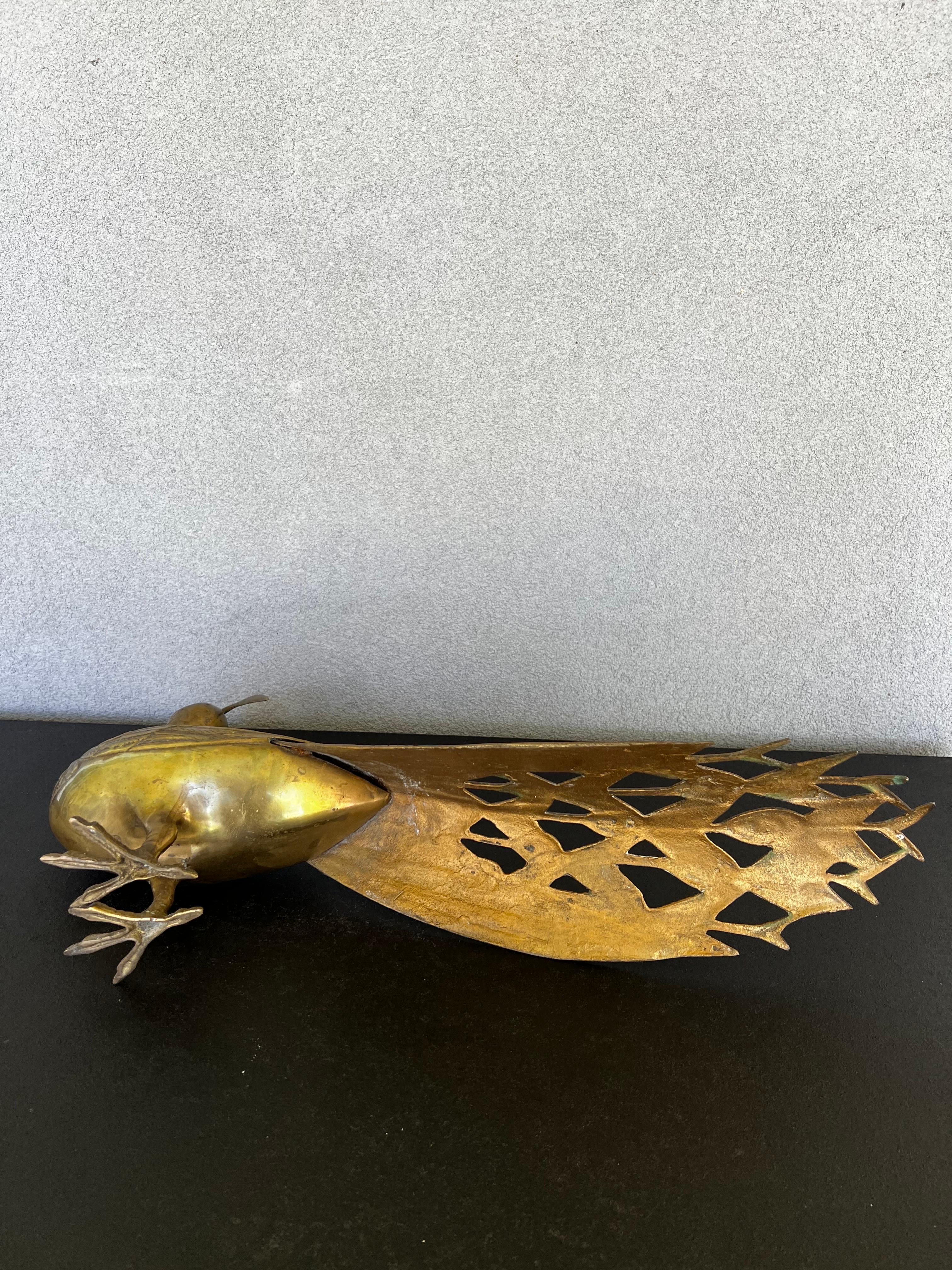 Mid-Century Solid Brass Peacock   For Sale 3