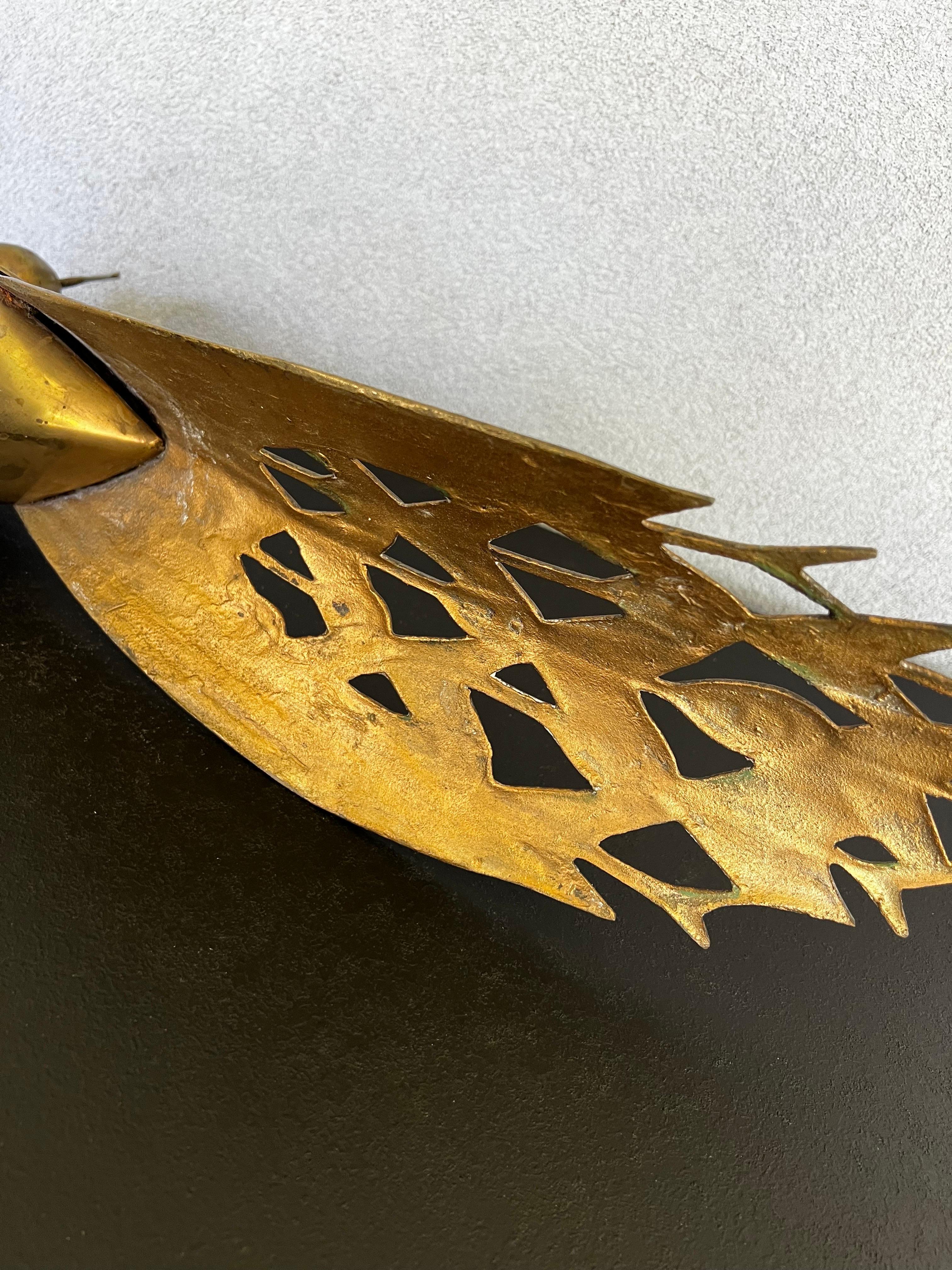 Mid-Century Solid Brass Peacock   For Sale 5