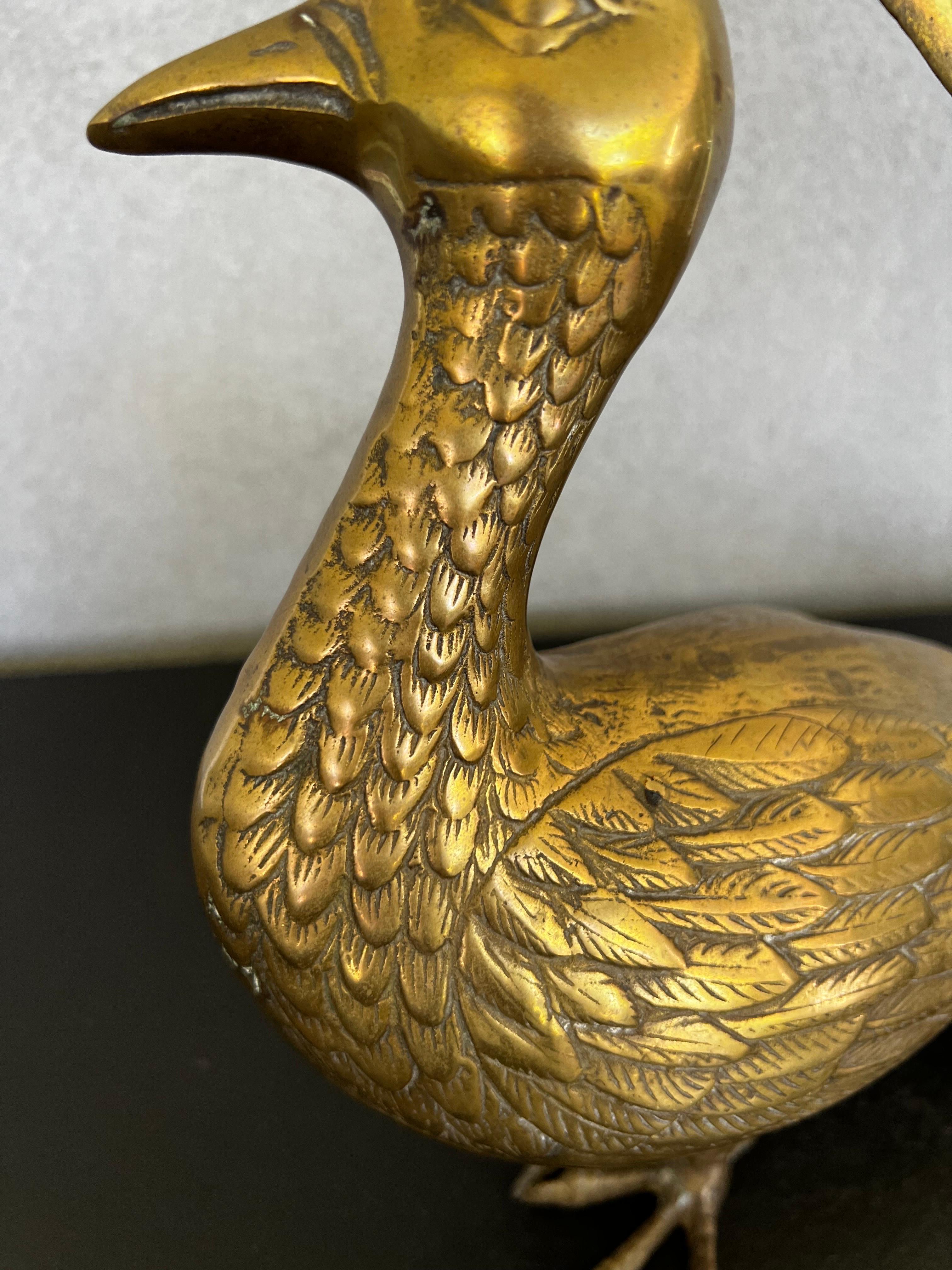 Mid-Century Solid Brass Peacock   For Sale 1