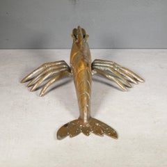 Mid-century Solid Brass Prawn c.1960