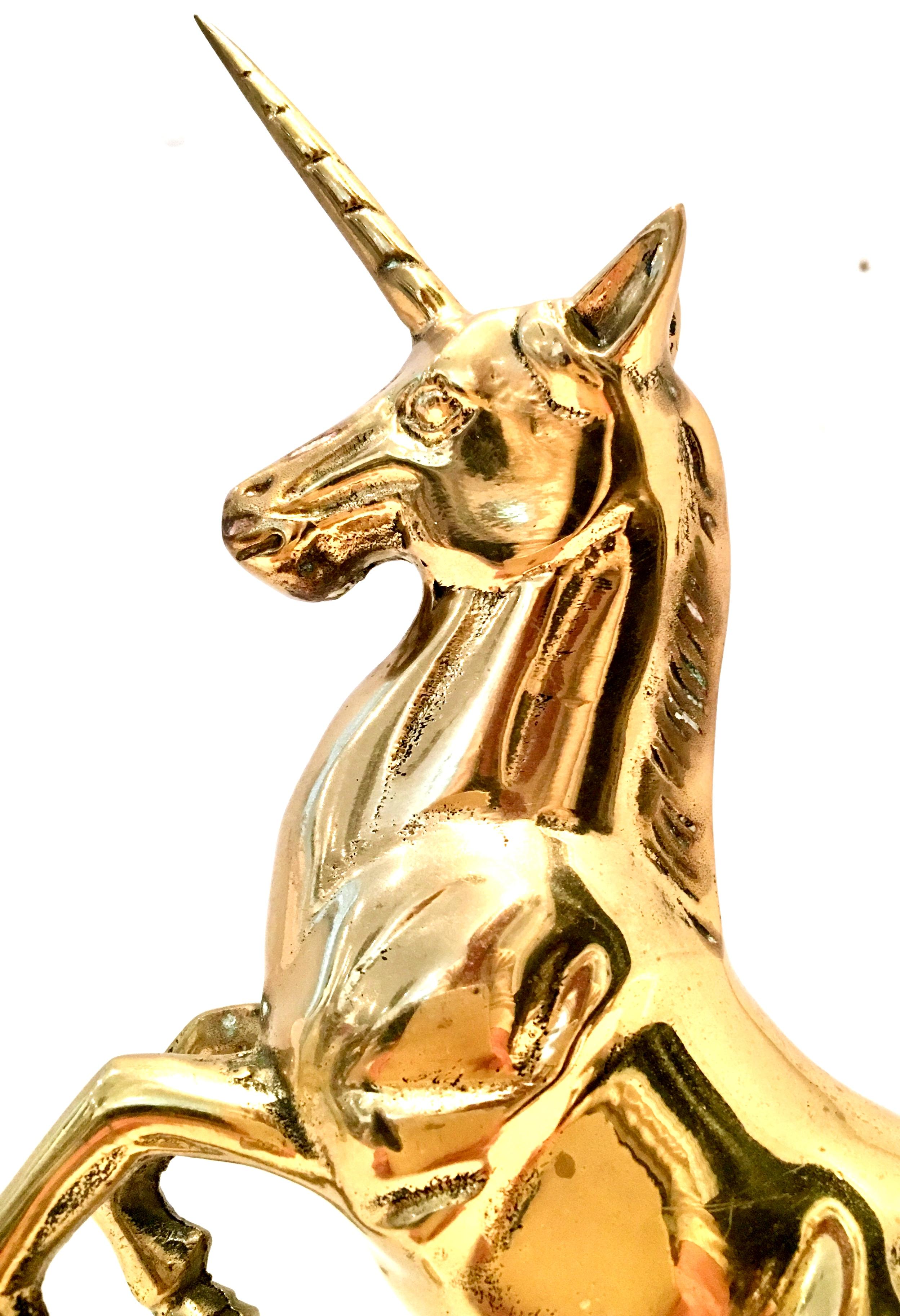Mid 20th-Century Solid Brass Unicorn Sculpture For Sale 2