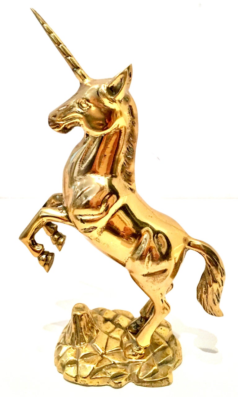 Mid 20thCentury Solid Brass Unicorn Sculpture For Sale at 1stDibs
