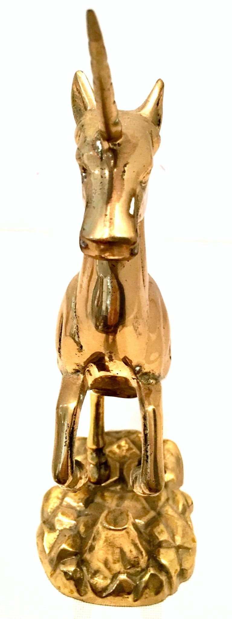 Mid 20thCentury Solid Brass Unicorn Sculpture For Sale at 1stDibs