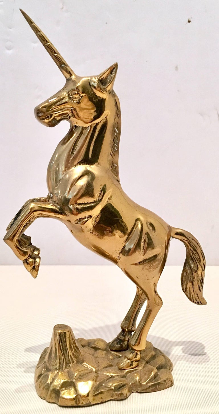 MidCentury Solid Brass Unicorn Sculpture For Sale at 1stdibs