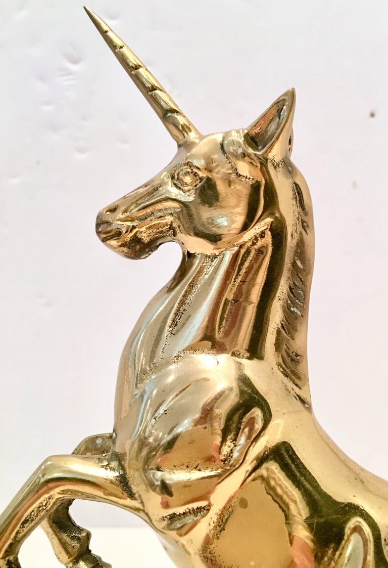MidCentury Solid Brass Unicorn Sculpture For Sale at 1stdibs