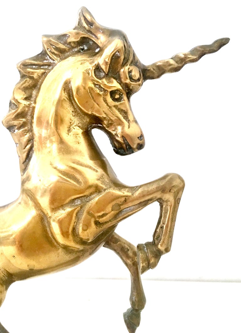 Mid 20thCentury Solid Brass Unicorn Sculpture For Sale at 1stDibs
