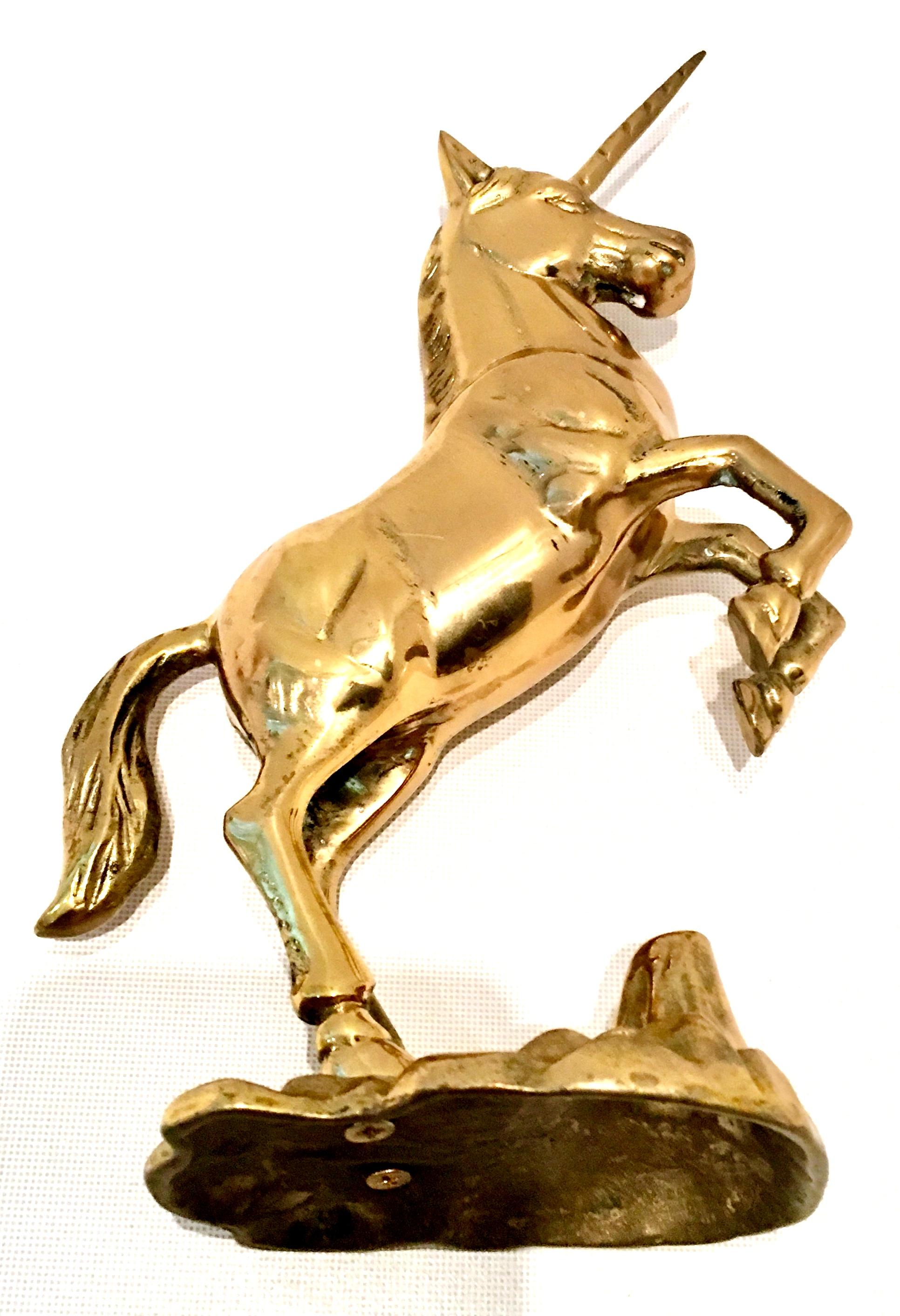 Mid 20th-Century Solid Brass Unicorn Sculpture For Sale 1