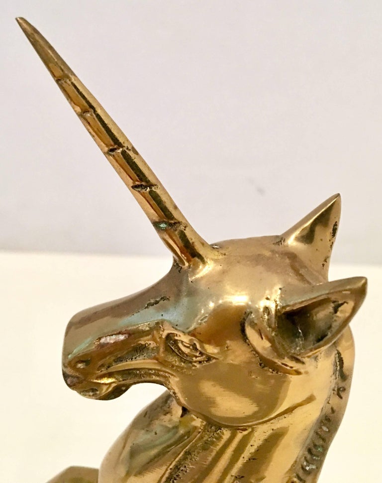 MidCentury Solid Brass Unicorn Sculpture For Sale at 1stdibs