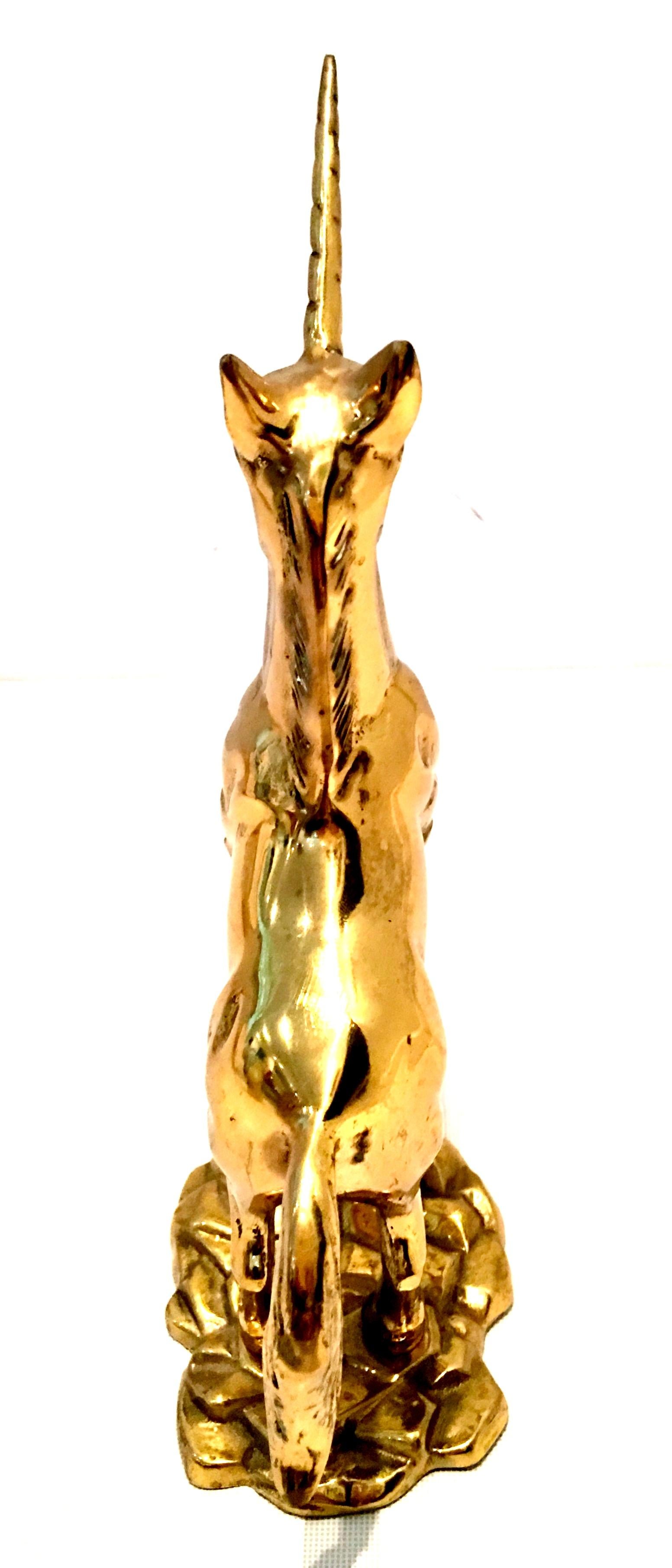 Mid 20th-Century Solid Brass Unicorn Sculpture In Good Condition For Sale In West Palm Beach, FL