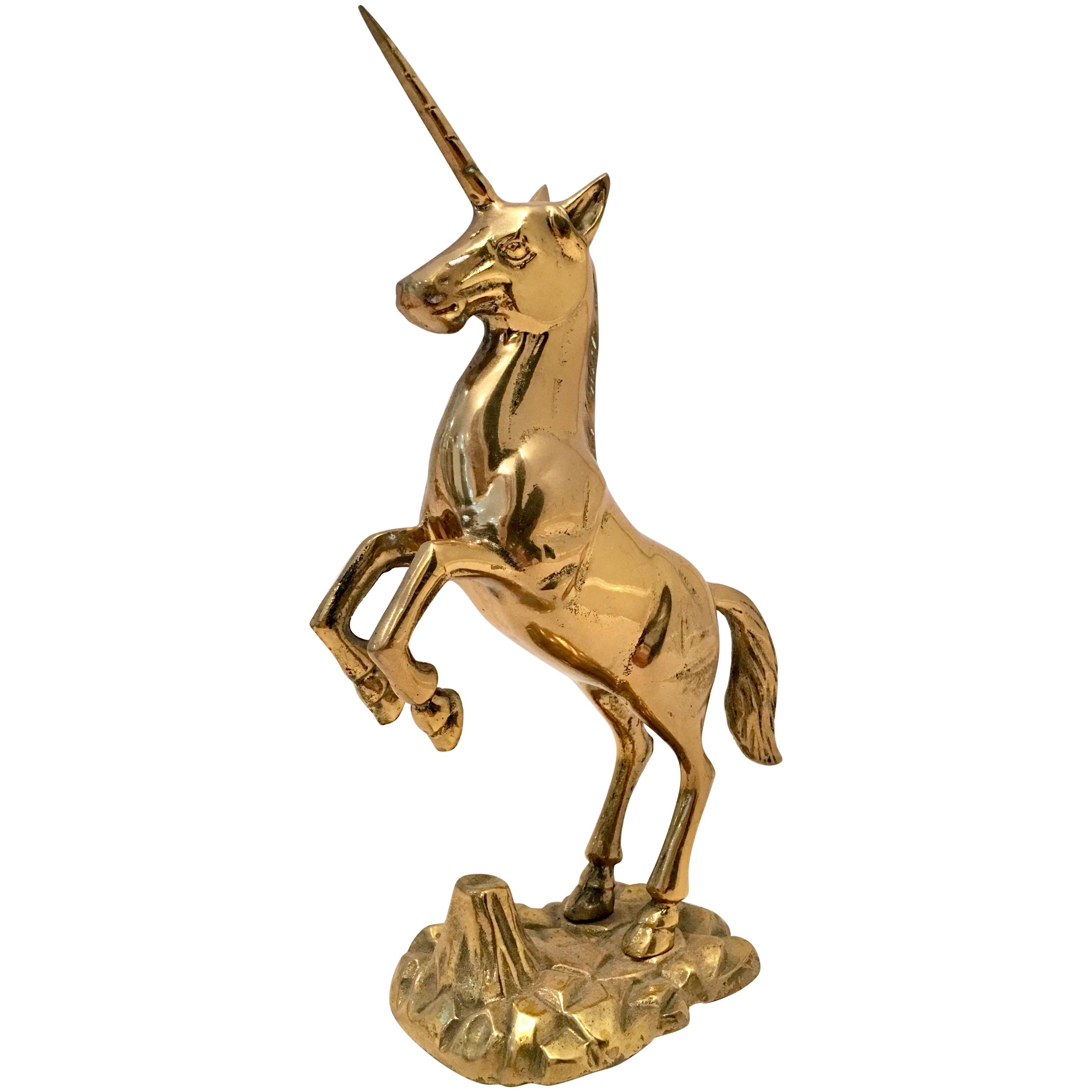 Mid 20th-Century Solid Brass Unicorn Sculpture For Sale