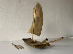 Mid-Century Solid Brass Wonderful Sailboat Sculpture, 1960s, Italy