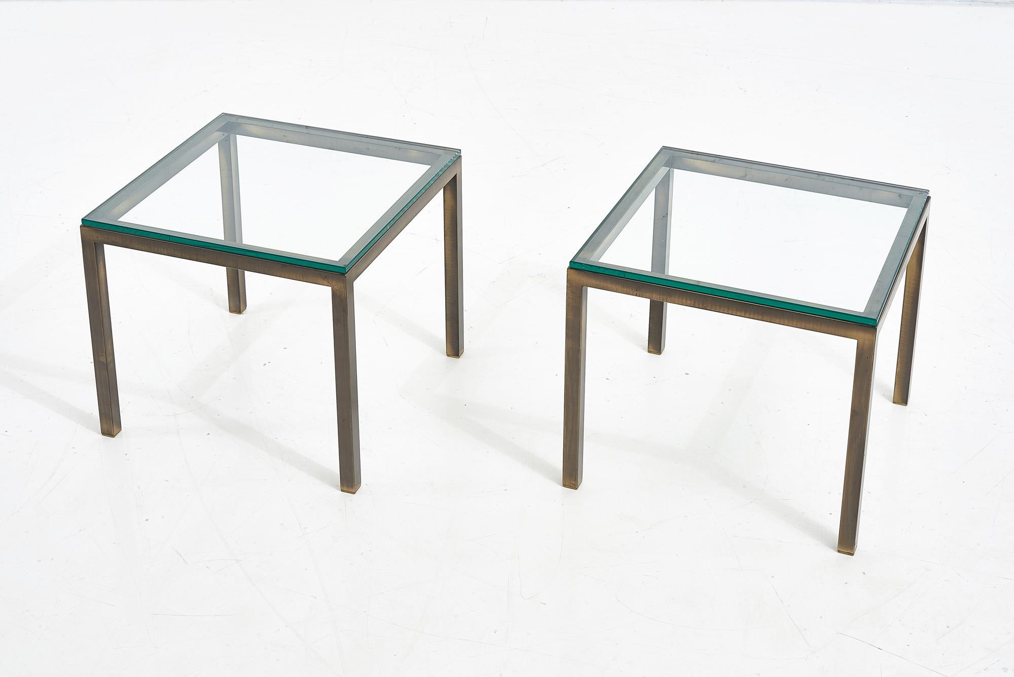 Mid-Century Modern Mid Century Solid Bronze and Glass Side Tables, 1970