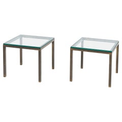 Mid Century Solid Bronze and Glass Side Tables, 1970
