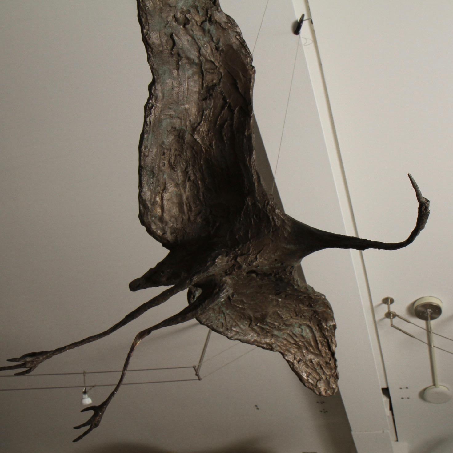 Midcentury Solid Bronze Heron Sculpture For Sale 5