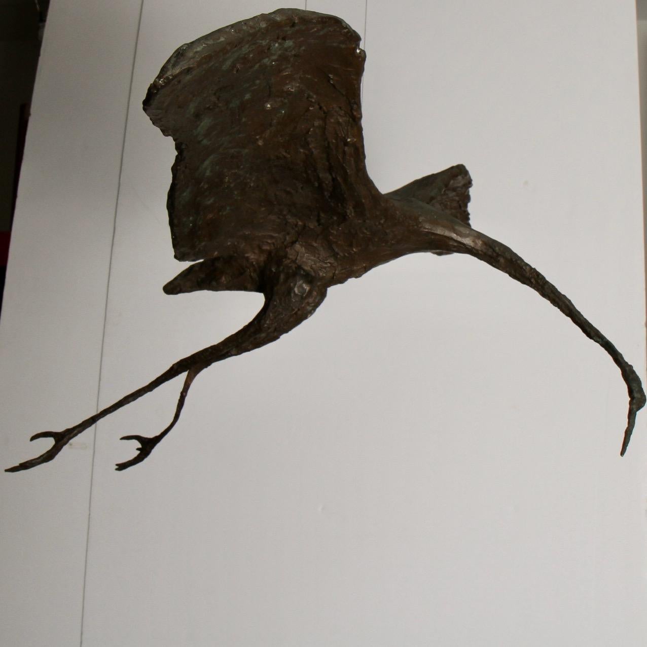 Midcentury Solid Bronze Heron Sculpture For Sale 9