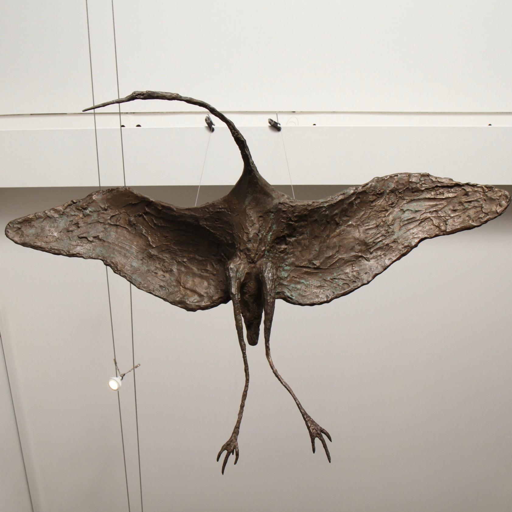 Midcentury Solid Bronze Heron Sculpture For Sale 2