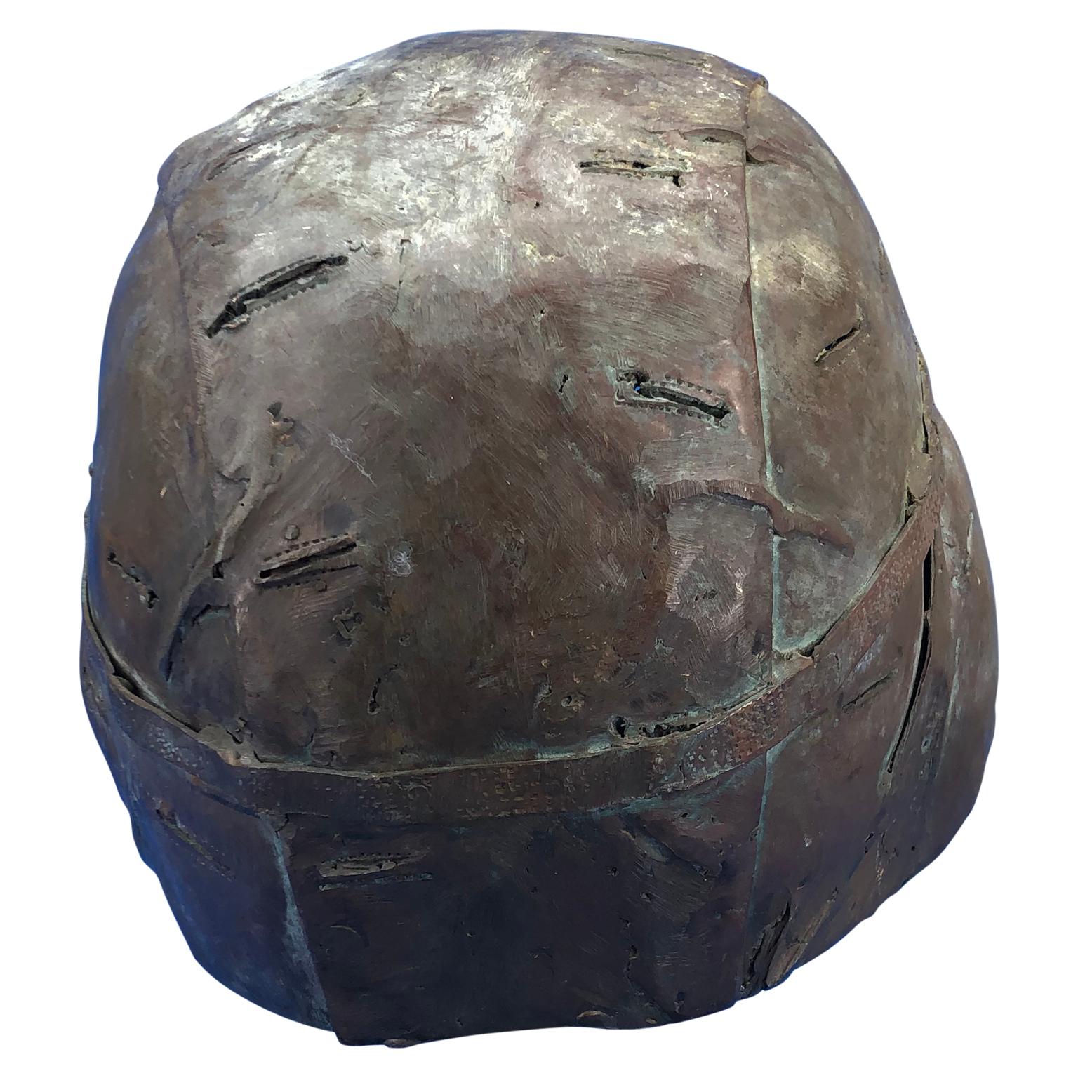 American Midcentury Solid Bronze Sculpture Of A US Army Helmet For Sale