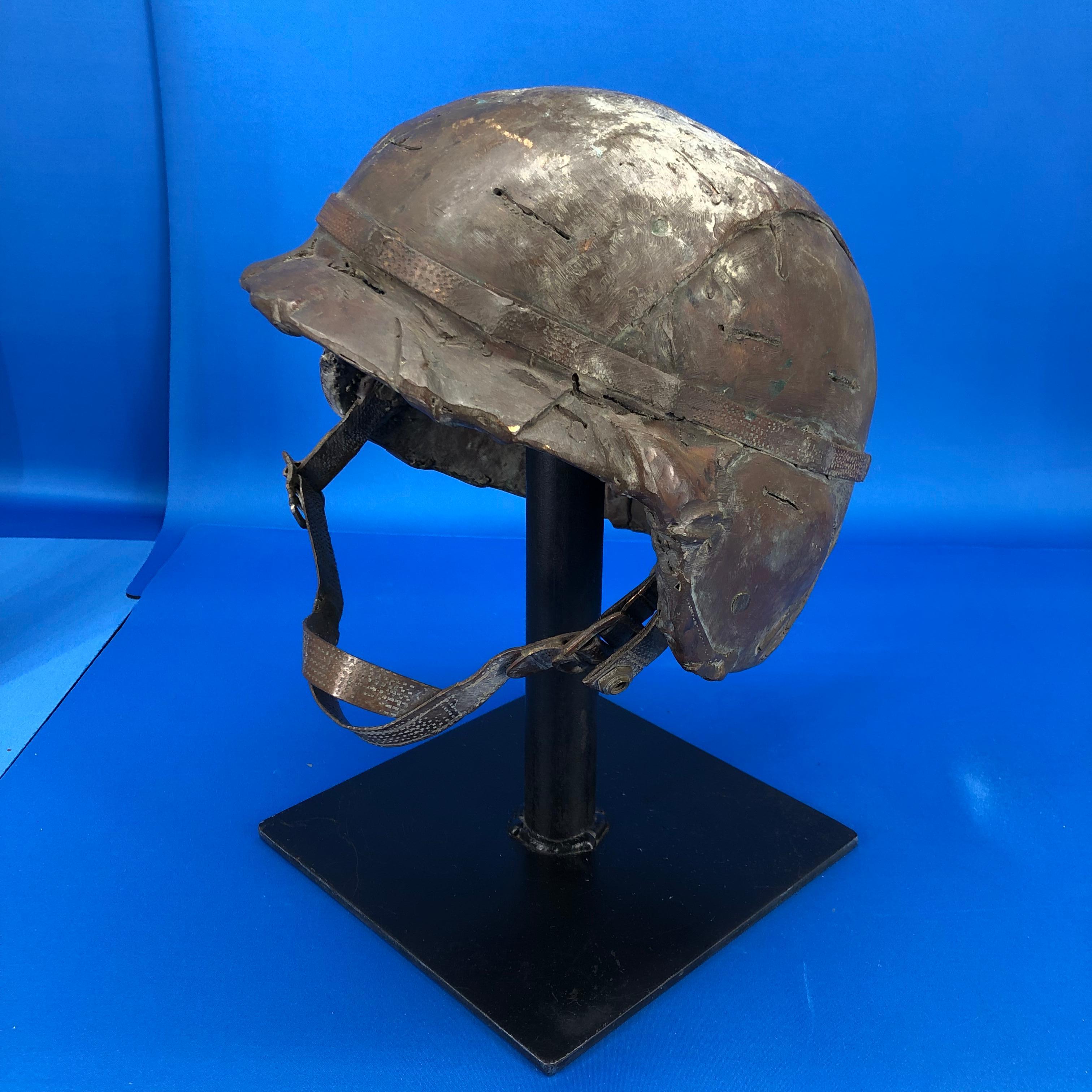 20th Century Midcentury Solid Bronze Sculpture Of A US Army Helmet For Sale