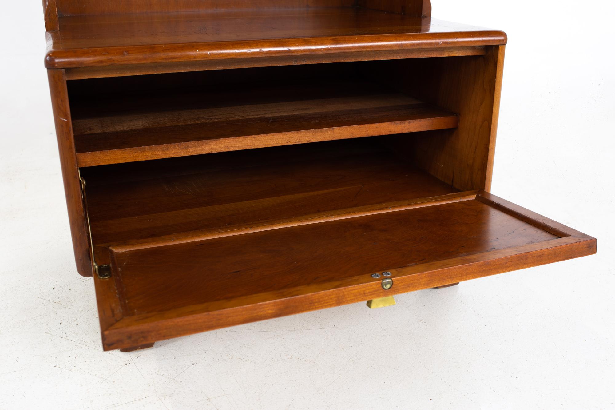 Mid Century Solid Cherry and Cane Extendable Shelf Nightstands, a Pair 2