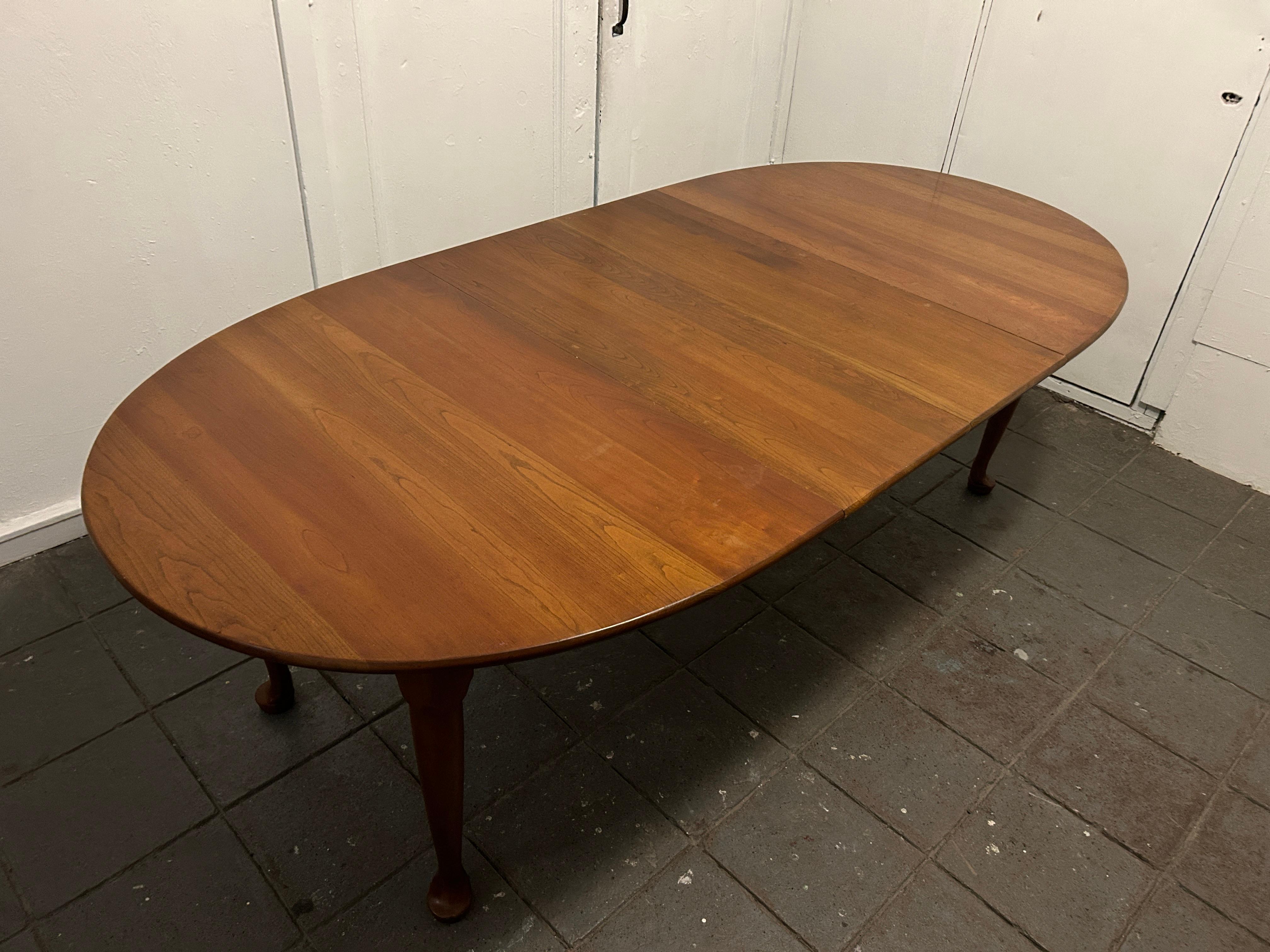 Woodwork Mid Century Solid cherry oval dining table with 2 leaves by Stickley