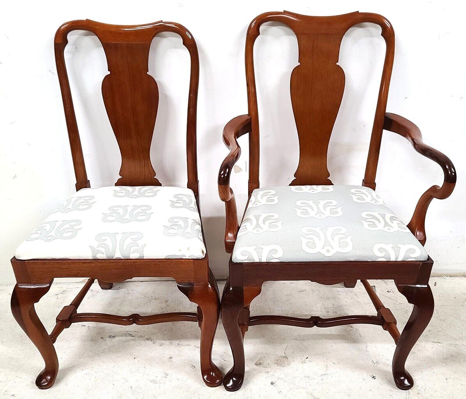 Mid Century Solid Cherry Queen Anne Dining Chairs, Set of 6 For Sale 1