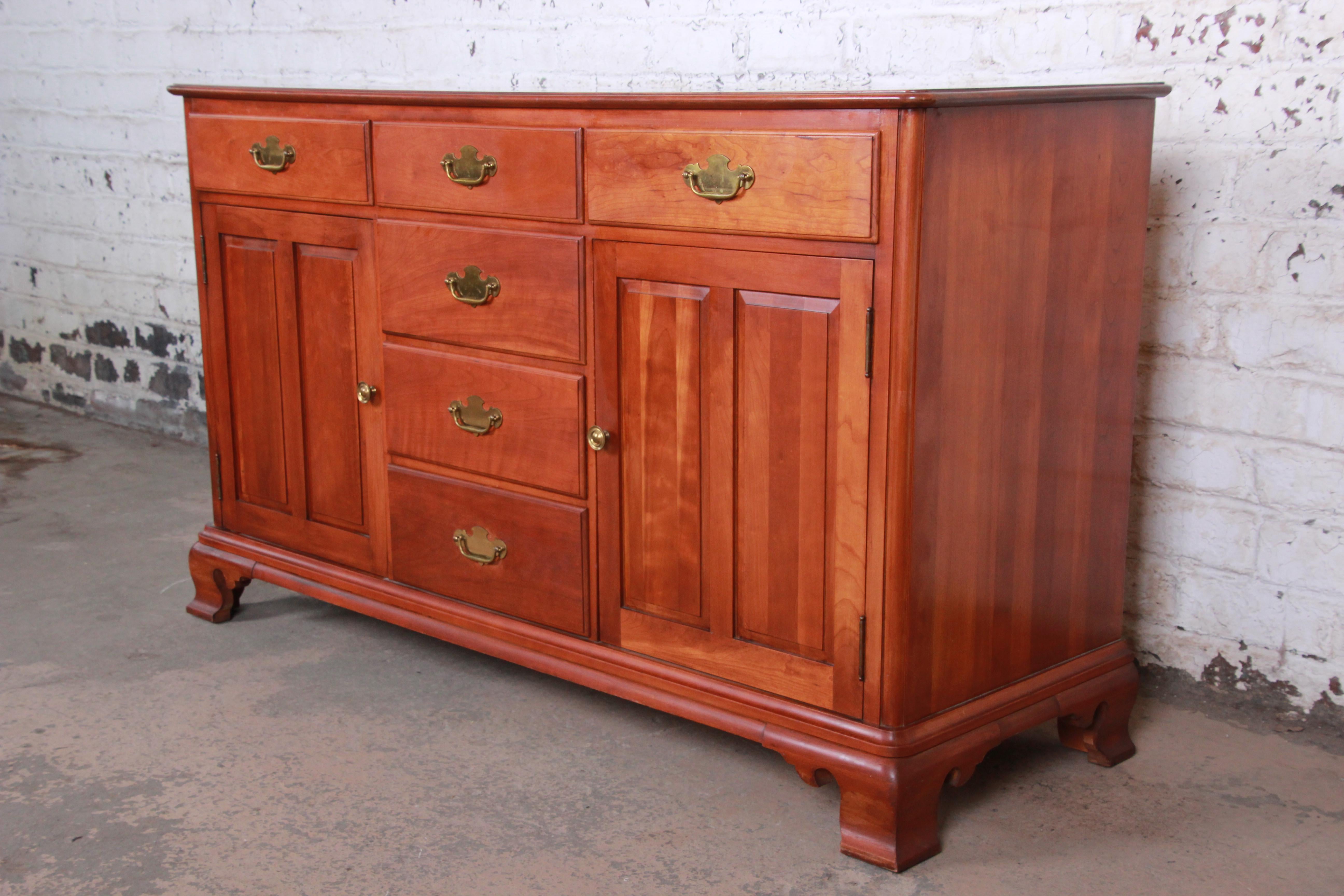 British Colonial Midcentury Solid Cherrywood Sideboard Credenza by Willet