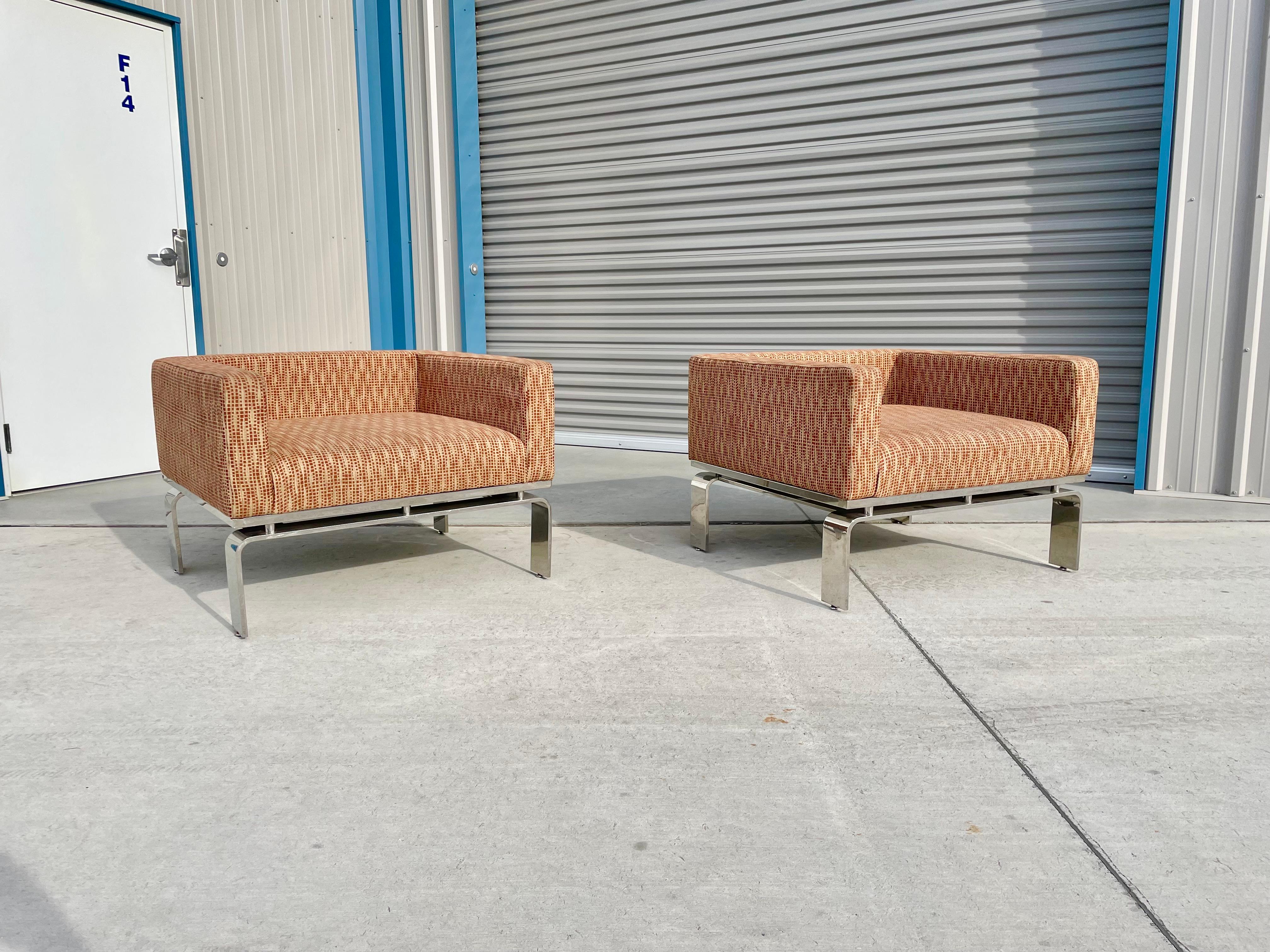 Mid-Century Modern Midcentury Solid Chrome Lounge Chairs For Sale